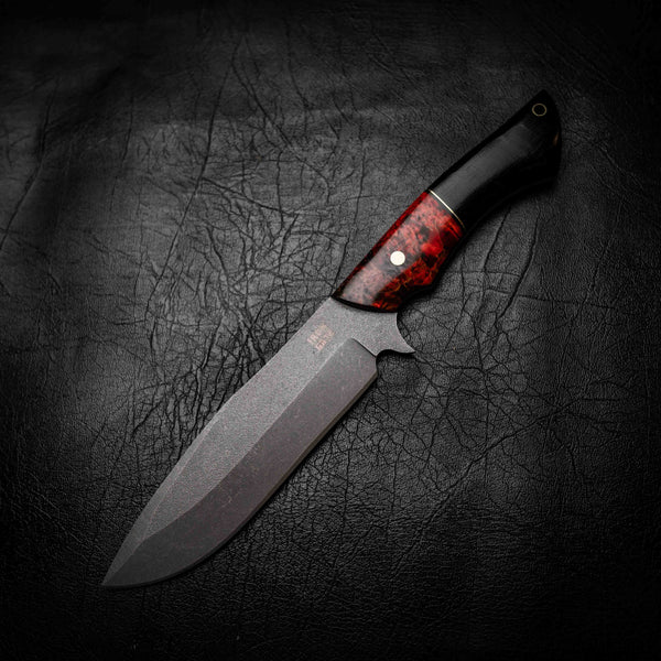 Small Bowie — Fire Red Curly Birch & African Blackwood