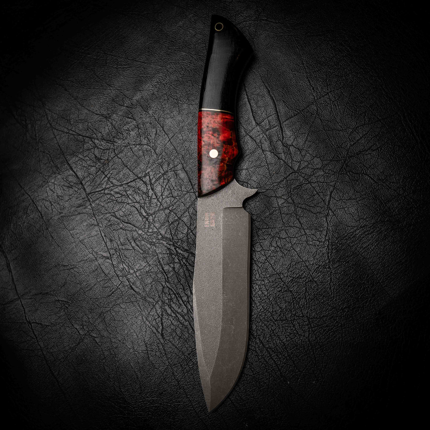 Small Bowie — Fire Red Curly Birch & African Blackwood