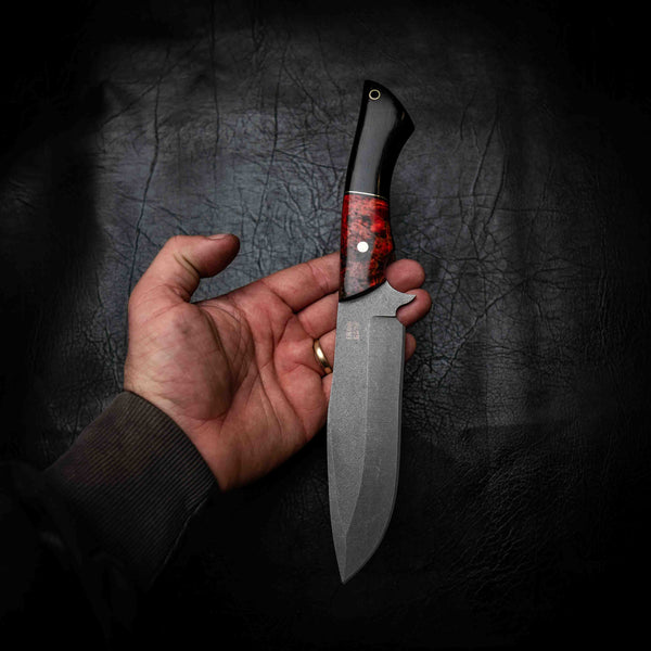 Small Bowie — Fire Red Curly Birch & African Blackwood