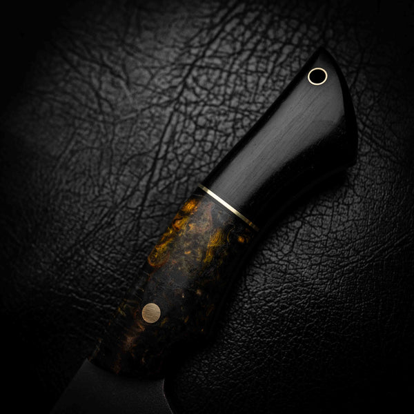 Small Bowie — Yellow Fire Curly Birch & African Blackwood
