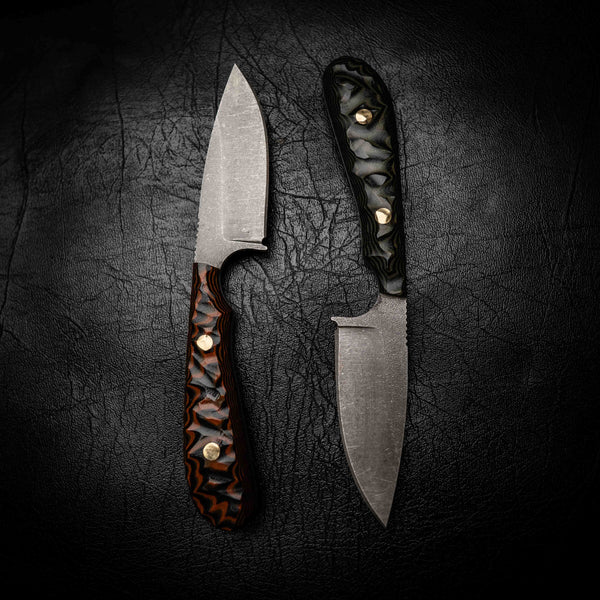 Ergo Skinner — Orange & Black Layered G10, Rock Face
