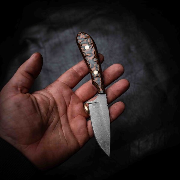 Ergo Skinner — Orange & Black Layered G10, Rock Face