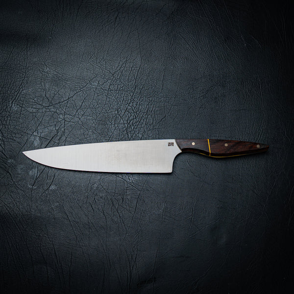 Large Chef Knife – Rosewood with Yellow G10 Liner & Spacer