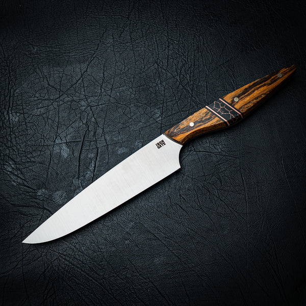 Small Chef Knife – Arizona Ironwood with Copper Trustone & Copper Spacers