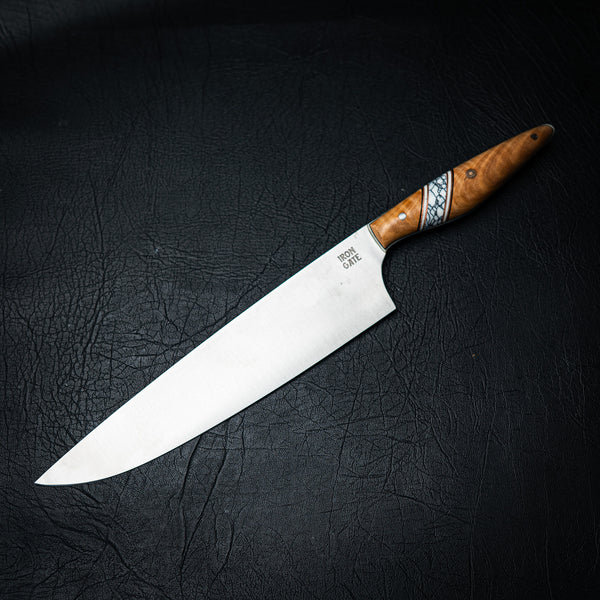 Large Chef Knife – Figured Tasmanian Oak with Trustone Spacer