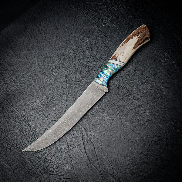 Breaker Knife – Deer Antler, White Trustone & Abalone Shell