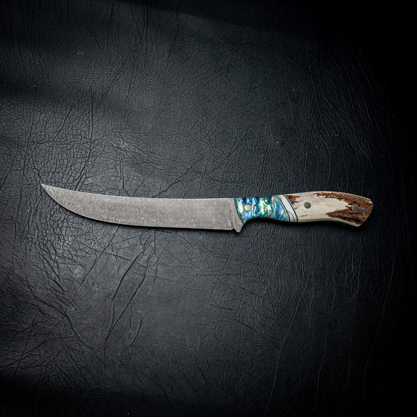 Breaker Knife – Deer Antler, White Trustone & Abalone Shell