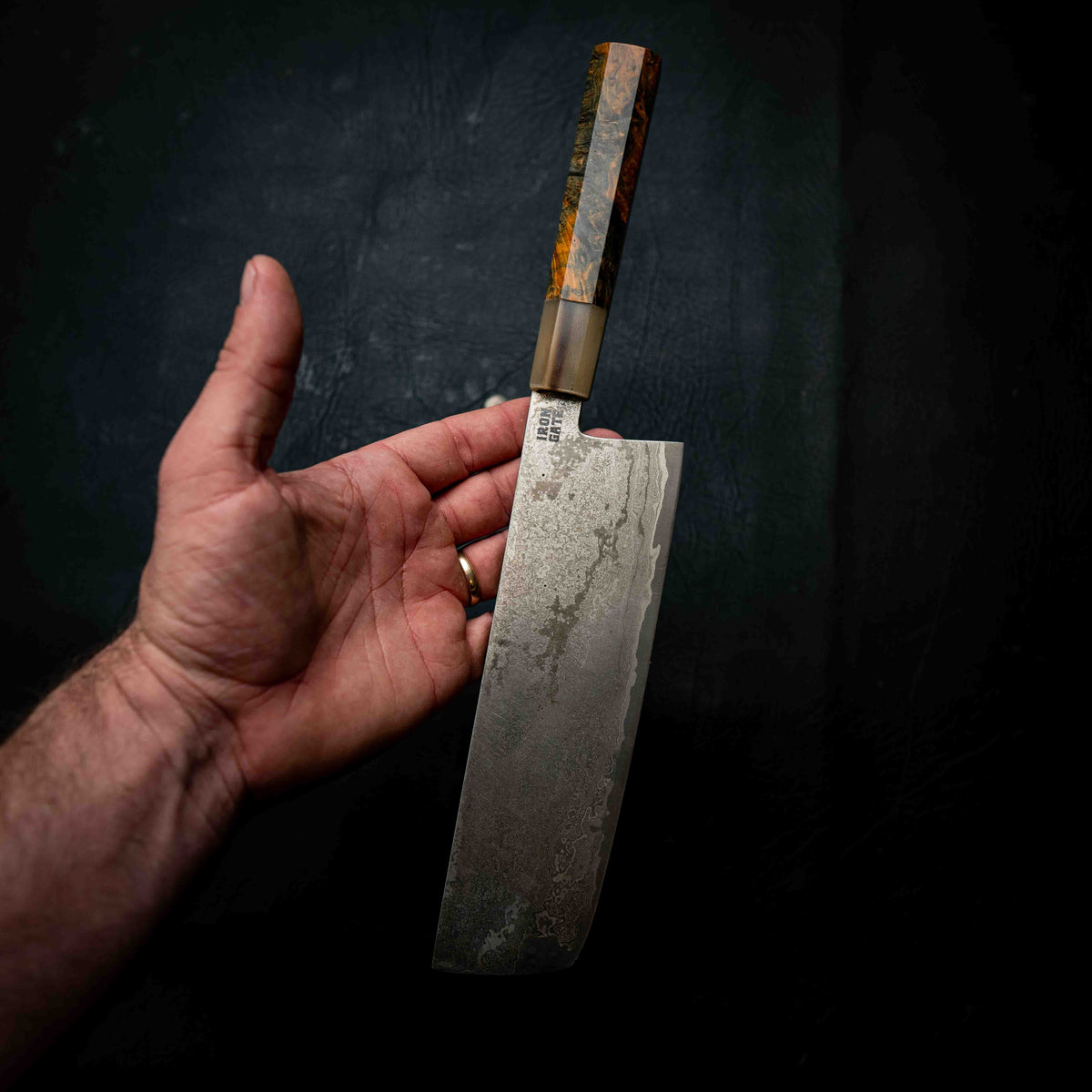 M390 San Mai Nakiri, Stabilised & Dyed Birch