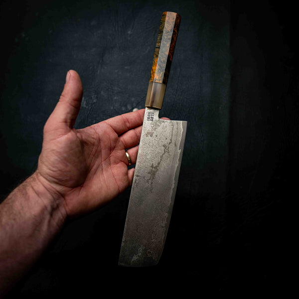 M390 San Mai Nakiri, Stabilised & Dyed Birch