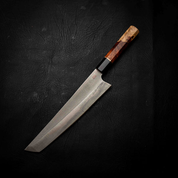 Tanto Kitchen Knife — Amboyna Burl & Ebony Wa Handle