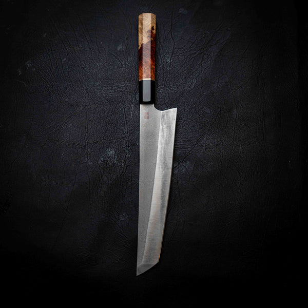 Tanto Kitchen Knife — Amboyna Burl & Ebony Wa Handle