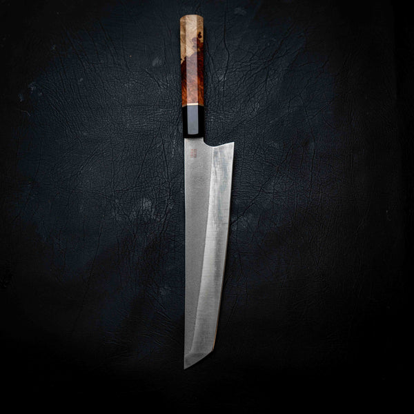 Tanto Kitchen Knife — Amboyna Burl & Ebony Wa Handle