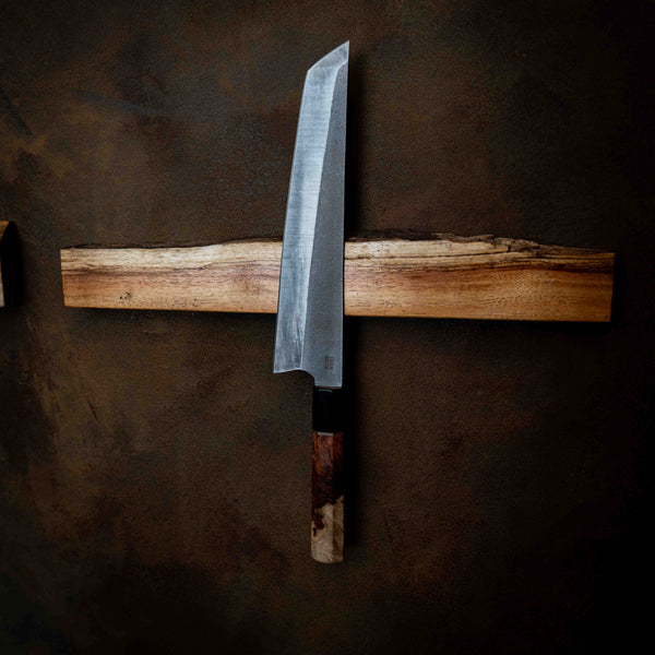Tanto Kitchen Knife — Amboyna Burl & Ebony Wa Handle