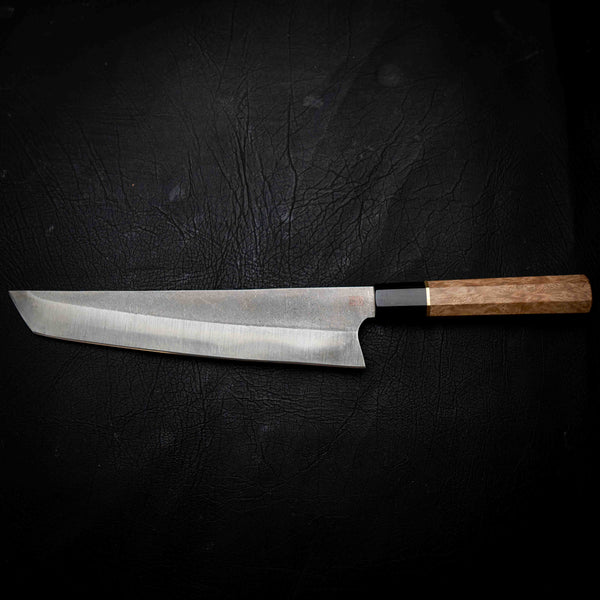 Tanto Kitchen Knife — Curly Myrtle & Ebony Wa Handle