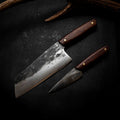 Kitchen Pair | Forged 52100, Full Gidgee — Cleaver & Paring Knife