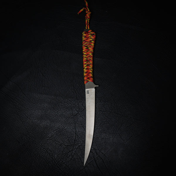 Large Paracord Boning Knife — Orange Camo