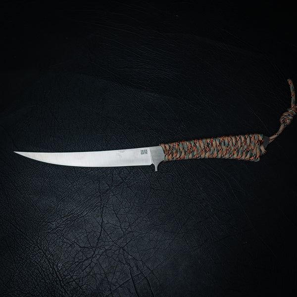 Paracord Boning Knife — Orange & Green Camo (Nitro-V Stainless)