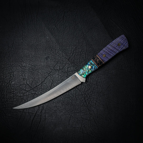 Boning Knife — Copper & Abalone Segmented Handle (Nitro-V Stainless)