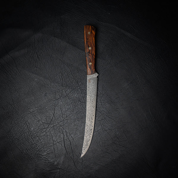 Large Hybrid Boning–Fillet Knife — Ironwood Handle (Damascus Stainless)
