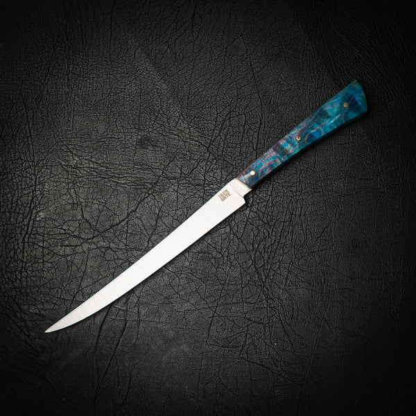 Flexxy Fillet Knife — Purple & Blue Curly Maple