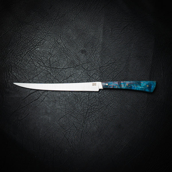 Flexxy Fillet Knife — Purple & Blue Curly Maple