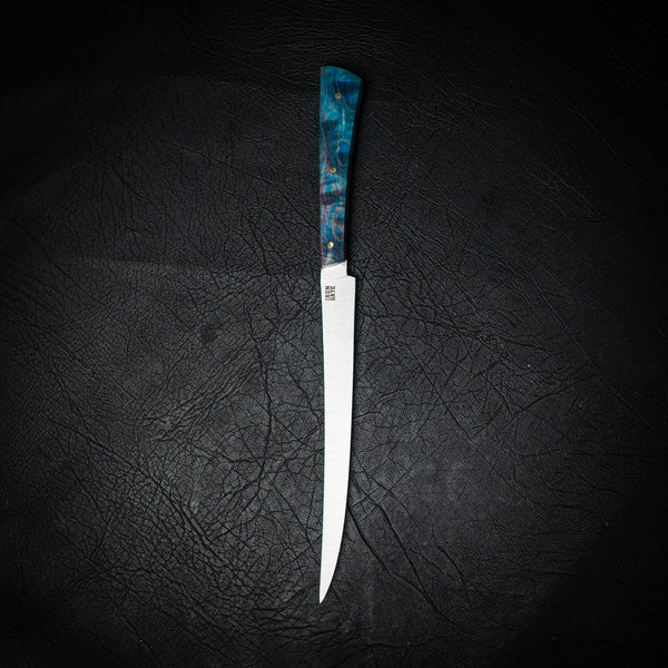 Flexxy Fillet Knife — Purple & Blue Curly Maple