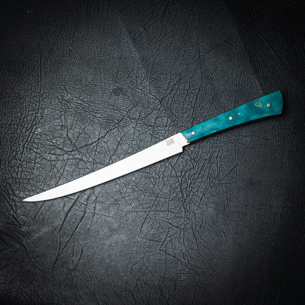 Flexxy Fillet Knife — Aqua Curly Maple