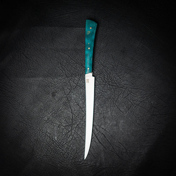 Flexxy Fillet Knife — Aqua Curly Maple