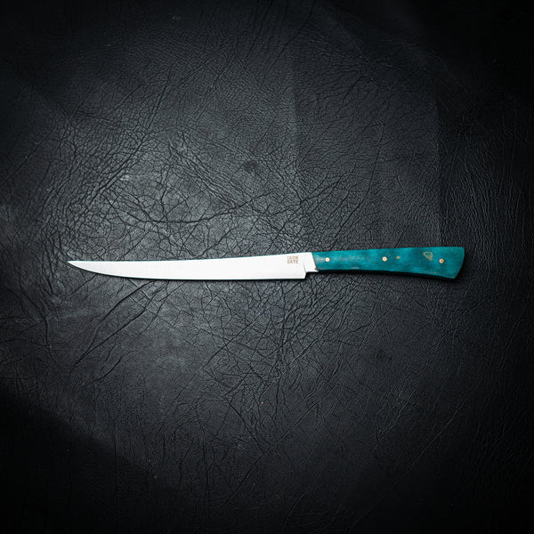 Flexxy Fillet Knife — Aqua Curly Maple