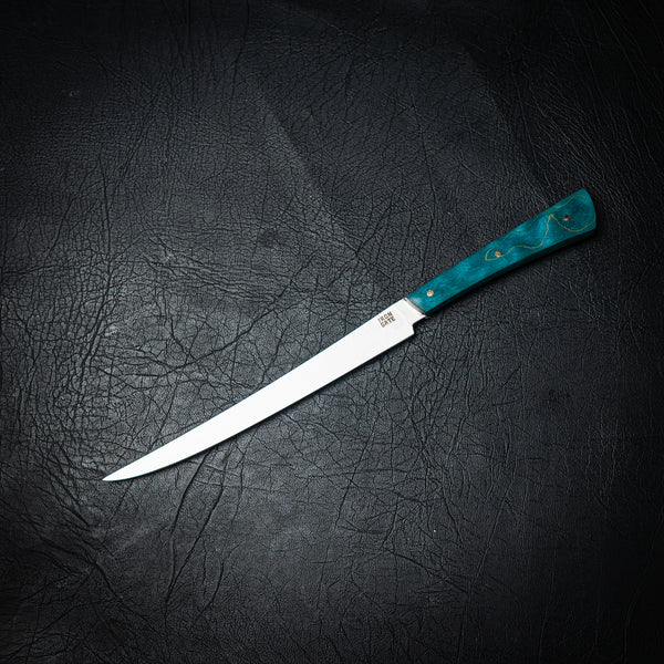 Flexxy Fillet Knife — Aqua Curly Maple