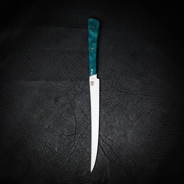 Flexxy Fillet Knife — Aqua Curly Maple