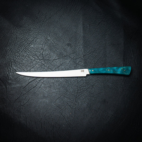 Flexxy Fillet Knife — Aqua Curly Maple