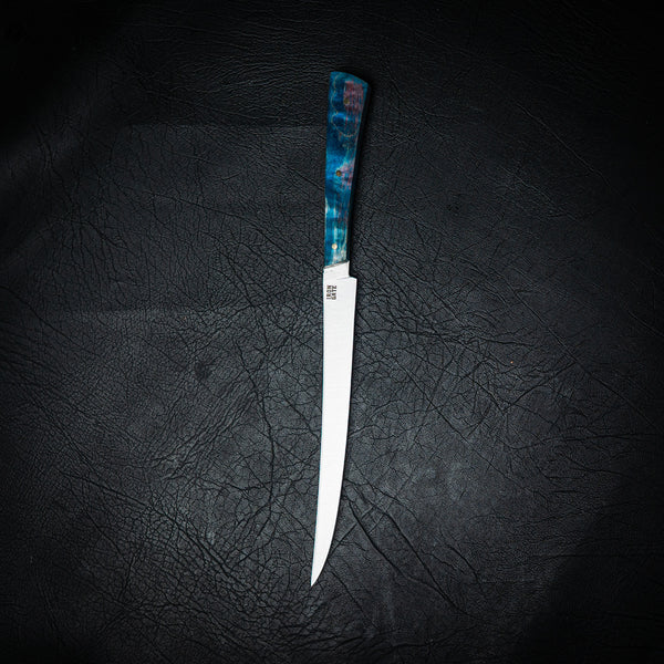Flexxy Fillet Knife — Purple & Blue Curly Maple