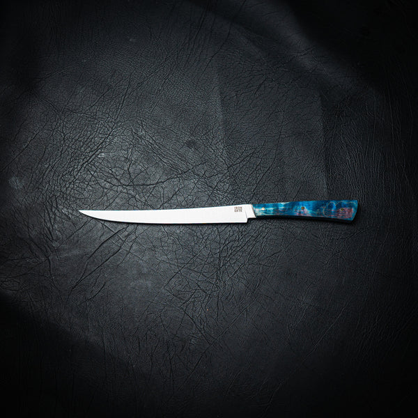 Flexxy Fillet Knife — Purple & Blue Curly Maple