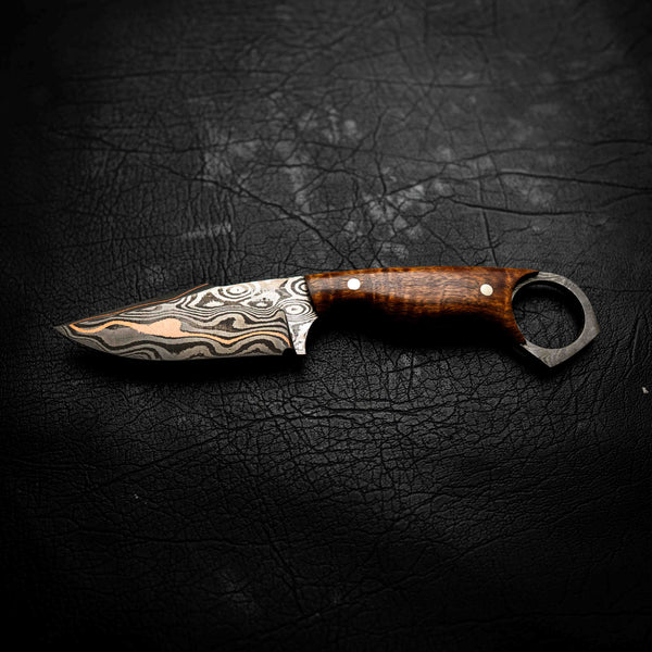 Mini Hunter — Baker Forge Copper Damascus | Ringed Gidgee