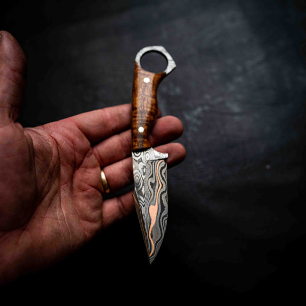 Mini Hunter — Baker Forge Copper Damascus | Ringed Gidgee