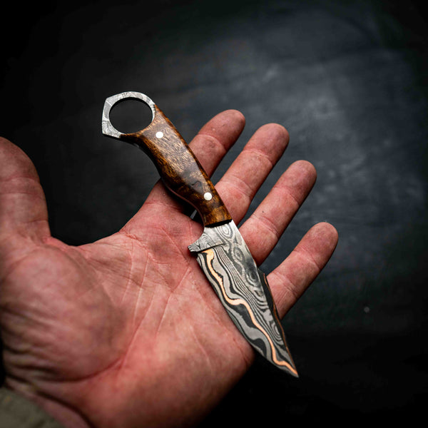 Mini Hunter — Baker Forge Copper Damascus | Ringed Gidgee