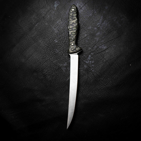 Boning Knife — Camo Layered G10, Rock Face