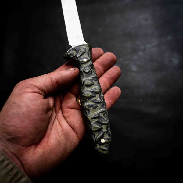 Boning Knife — Camo Layered G10, Rock Face