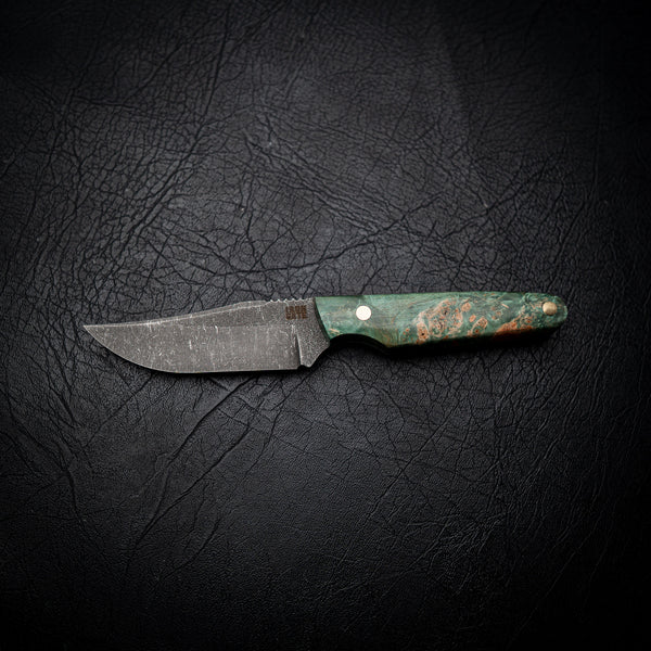 Field Bowie – Green Dyed Maple Burl