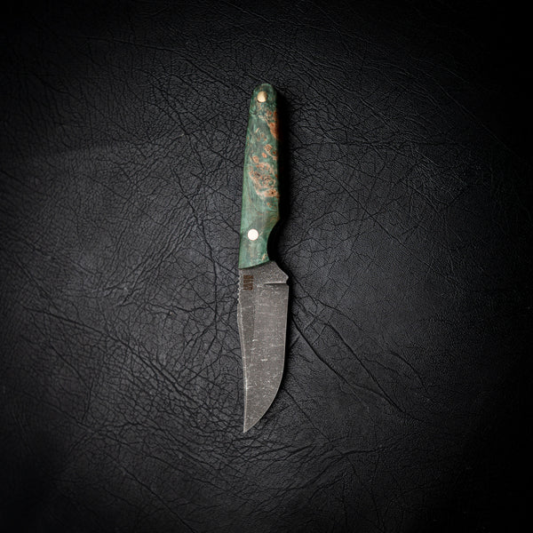 Field Bowie – Green Dyed Maple Burl