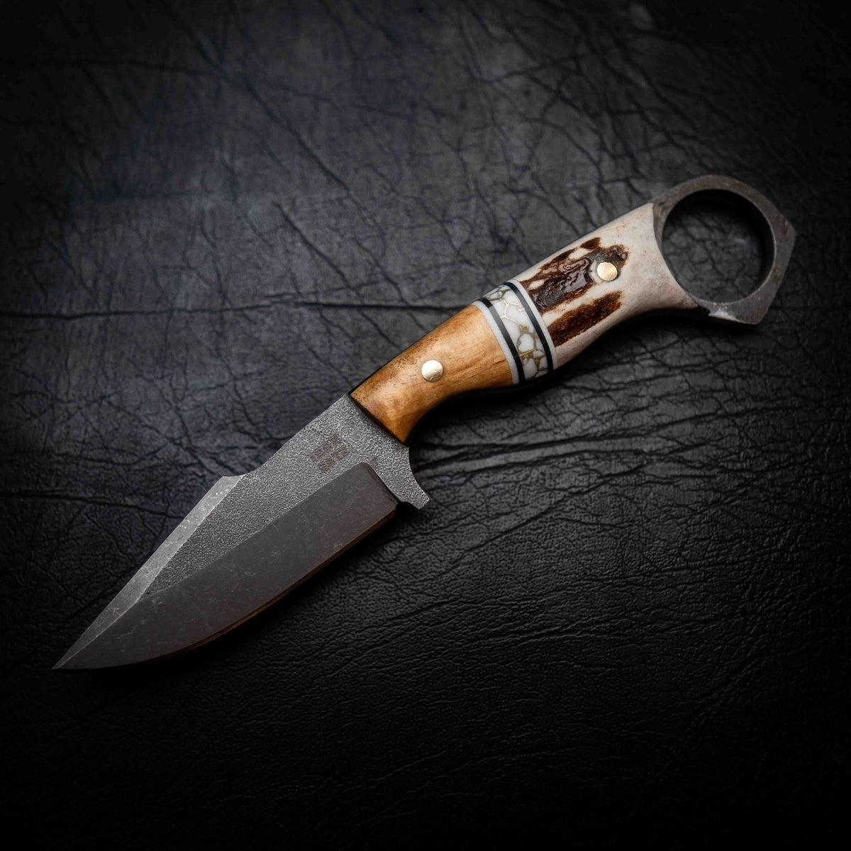 Mini Hunter — Maple, White & Gold TruStone & Deer Antler