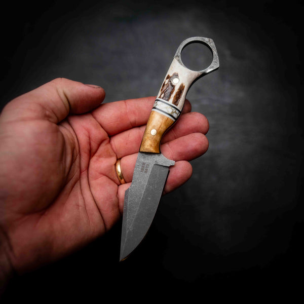 Mini Hunter — Maple, White & Gold TruStone & Deer Antler