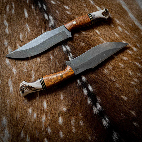 Large Hunter — Afzelia Xylay, Brass, Black G10 & Deer Antler