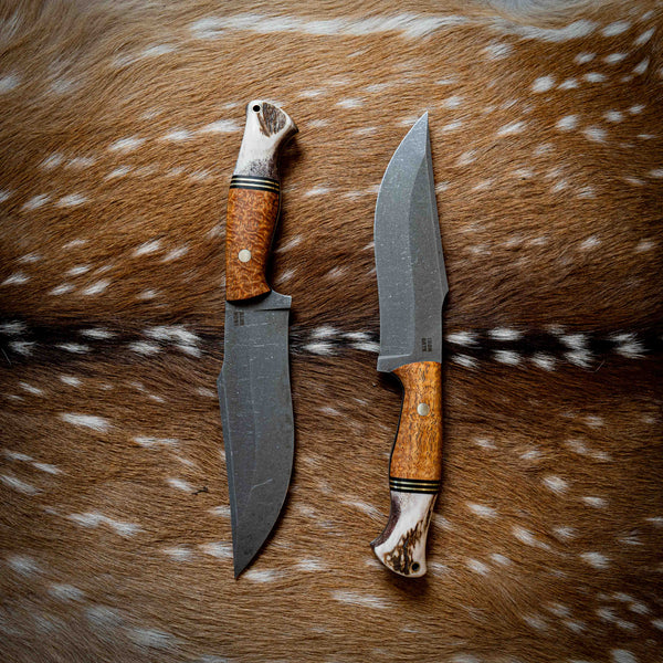 Large Hunter — Afzelia Xylay, Brass, Black G10 & Deer Antler