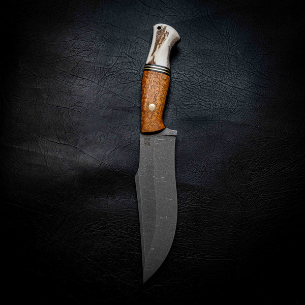 Large Hunter — Afzelia Xylay, Brass, Black G10 & Deer Antler