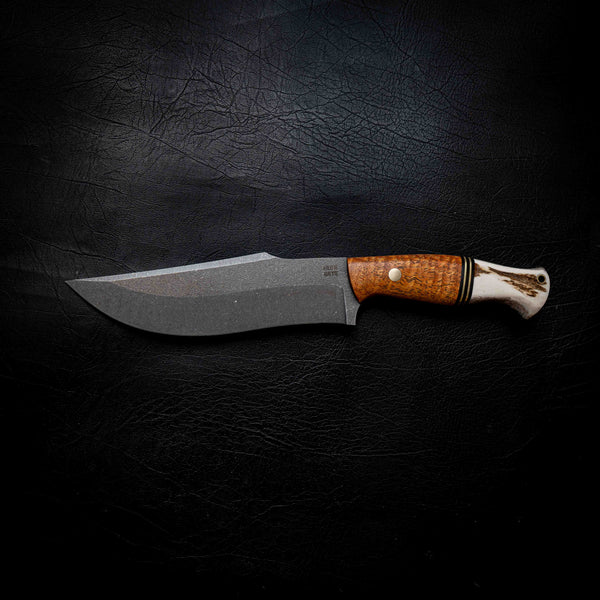 Large Hunter — Afzelia Xylay, Brass, Black G10 & Deer Antler