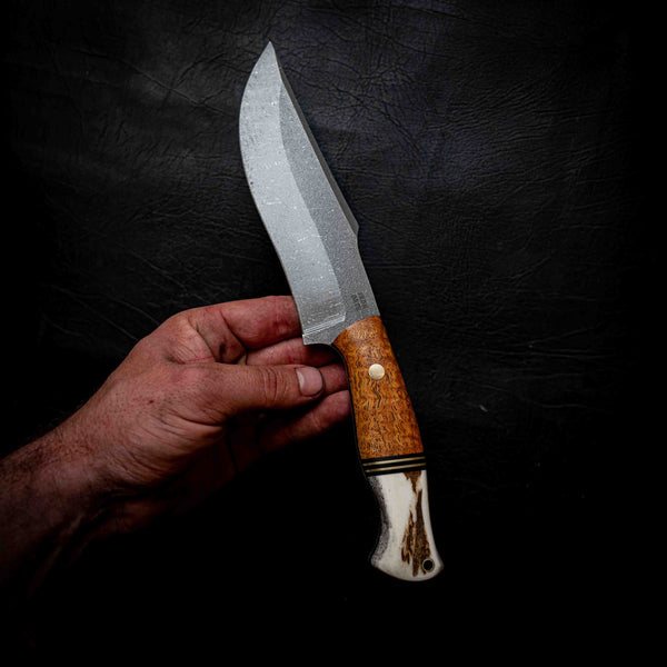 Large Hunter — Afzelia Xylay, Brass, Black G10 & Deer Antler