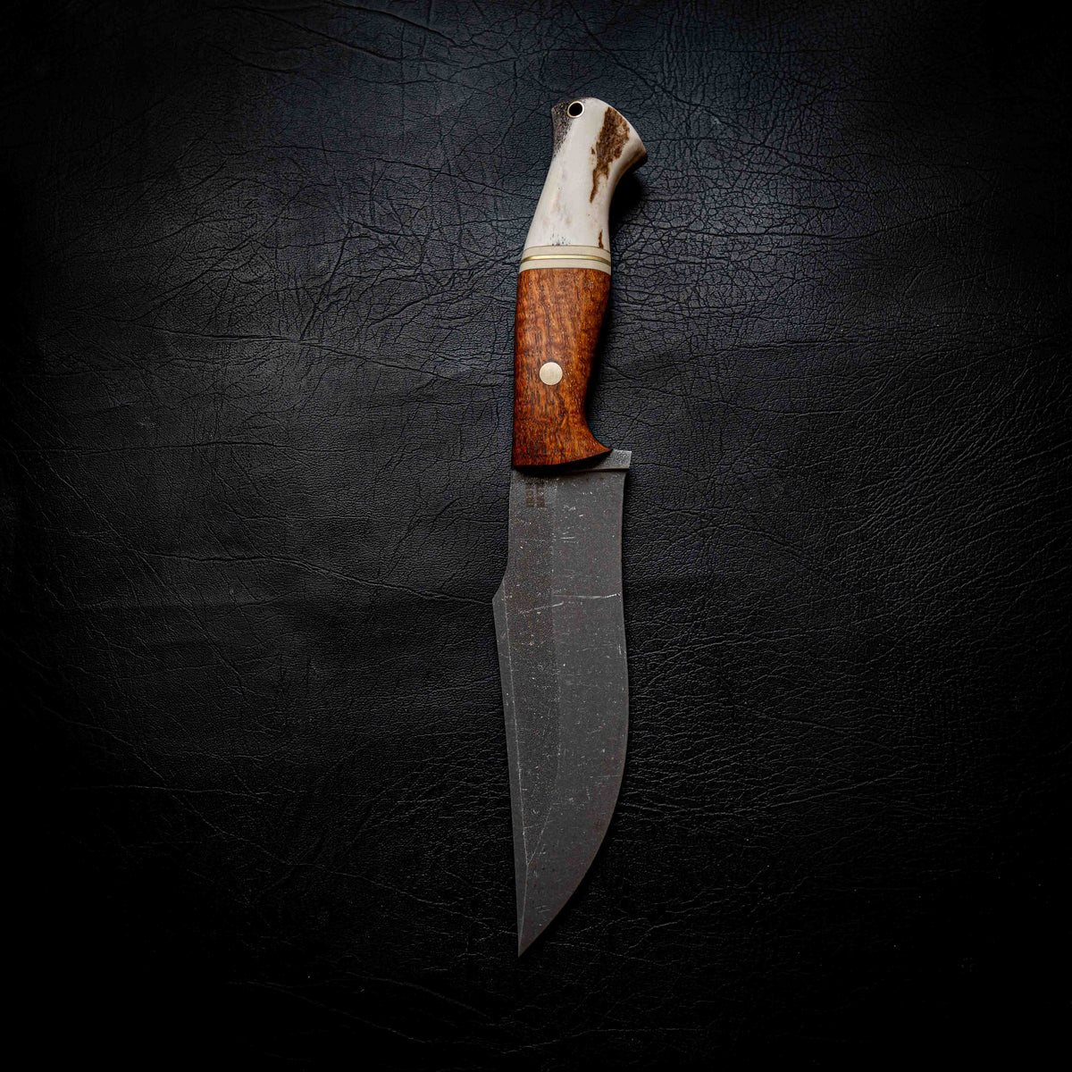 Large Hunter — Afzelia Xylay, Brass, Ivory G10 & Deer Antler