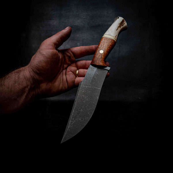 Large Hunter — Afzelia Xylay, Brass, Ivory G10 & Deer Antler